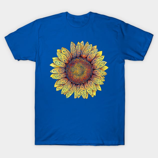 Swirly Sunflower T-Shirt by VectorInk